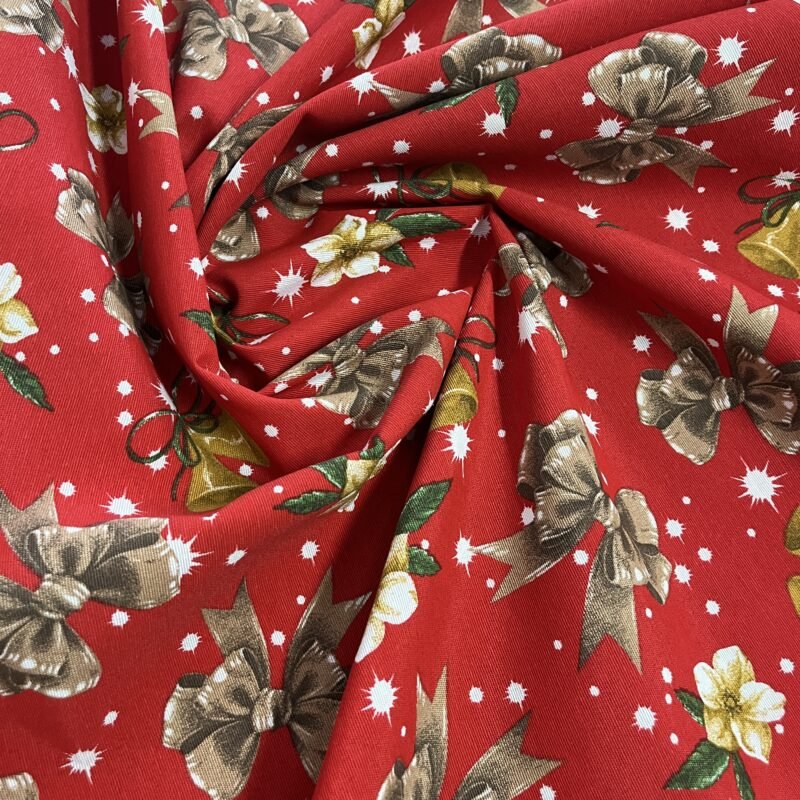 Λεπτό καραβόπανο – Καμπάνες & Φιόγκοι - Κόκκινη βάση