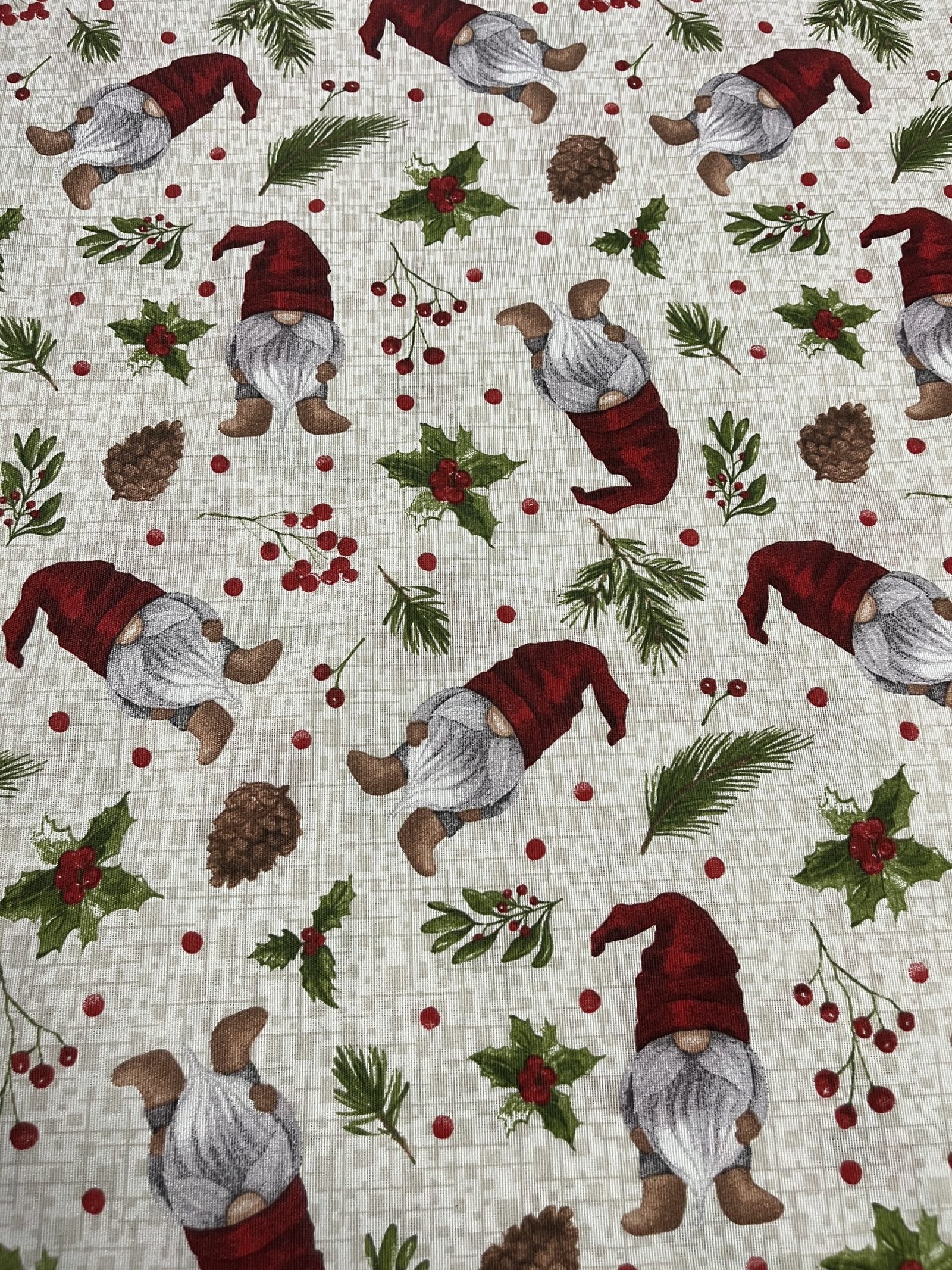 Λεπτό καραβόπανο – Χριστουγεννιάτικα Ξωτικά & Κλαδιά - Κρεμ βάση - Image 2