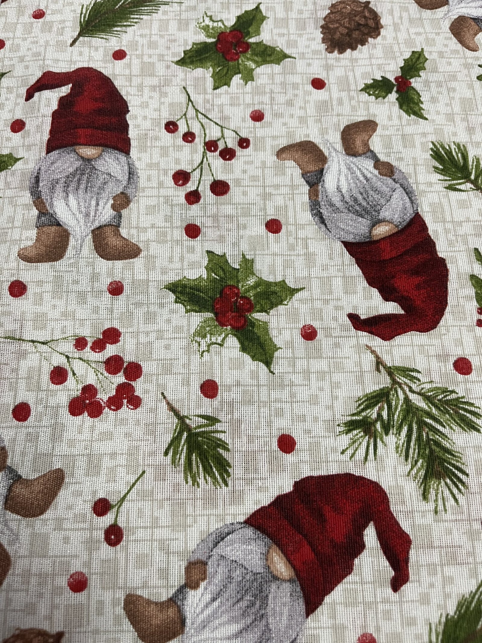 Λεπτό καραβόπανο – Χριστουγεννιάτικα Ξωτικά & Κλαδιά - Κρεμ βάση - Image 3