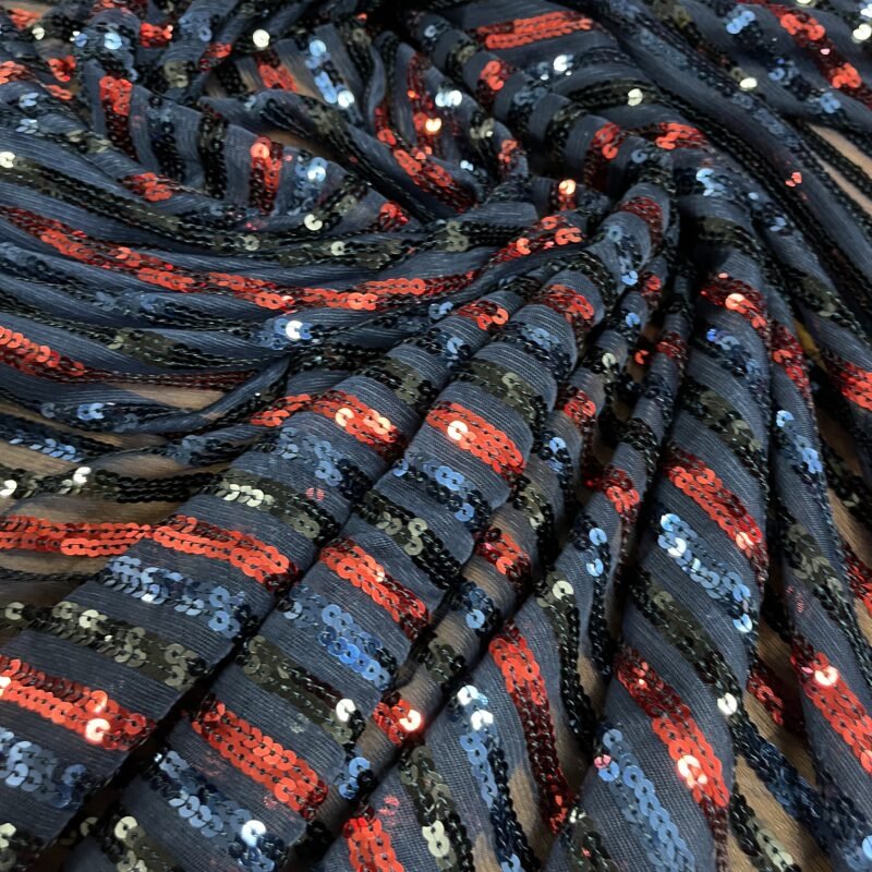 Παγιέτα σταθερή - Ριγέ  Μπλε - Κόκκινο