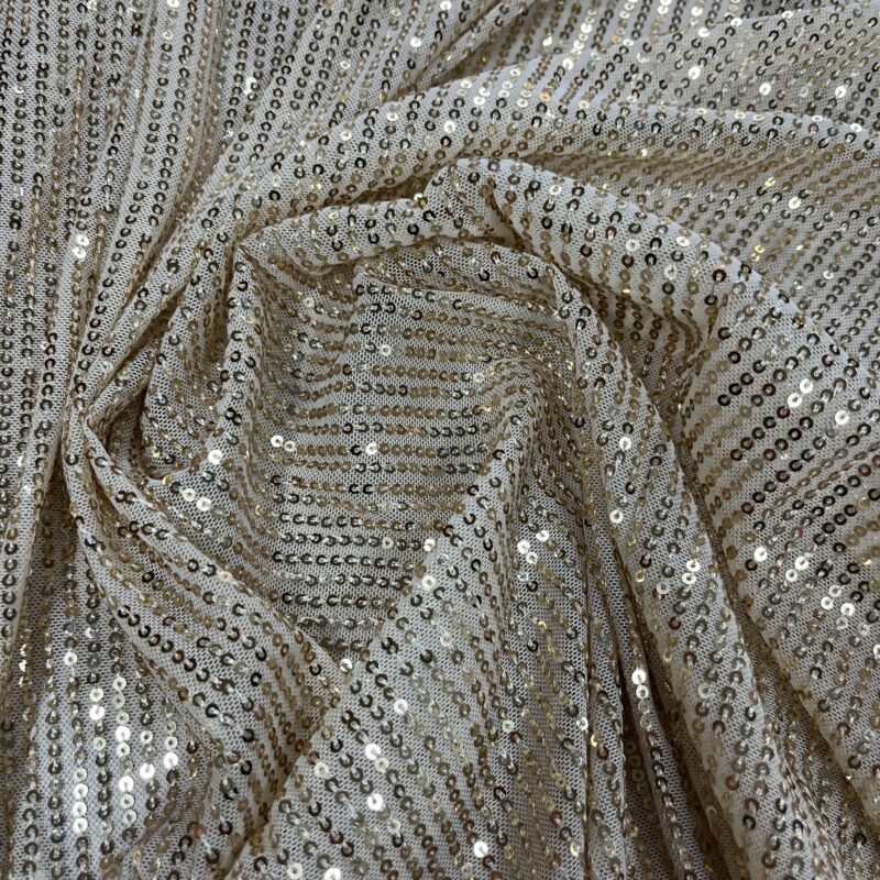 Παγιέτα ελαστική - Μπεζ με Ασημί