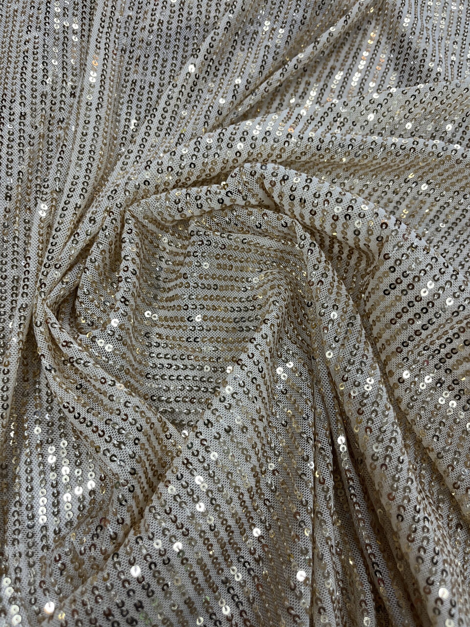 Παγιέτα ελαστική - Μπεζ με Ασημί