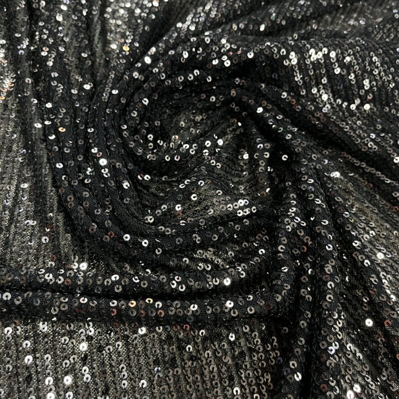 Παγιέτα ελαστική - Μαύρη με Ασημί