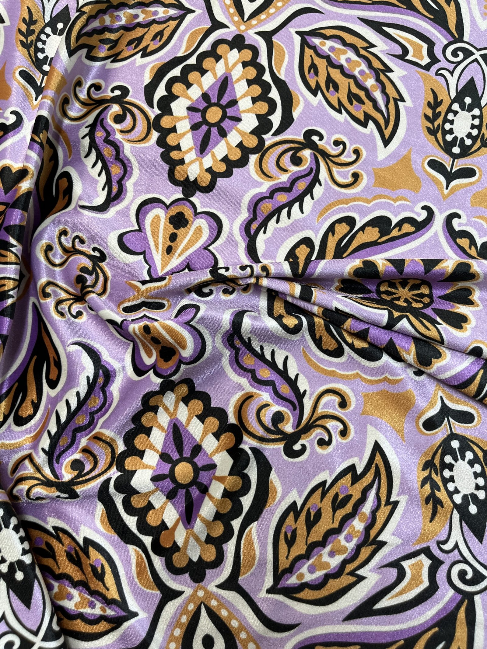 Βελούδο Σιφόν Ελαστικό - Λιλά με λαχούρια