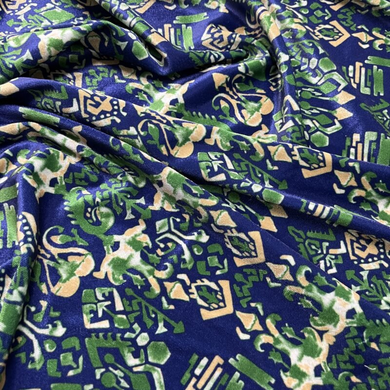 Βελούδο Σιφόν Ελαστικό - Μπλέ με λαχούρια