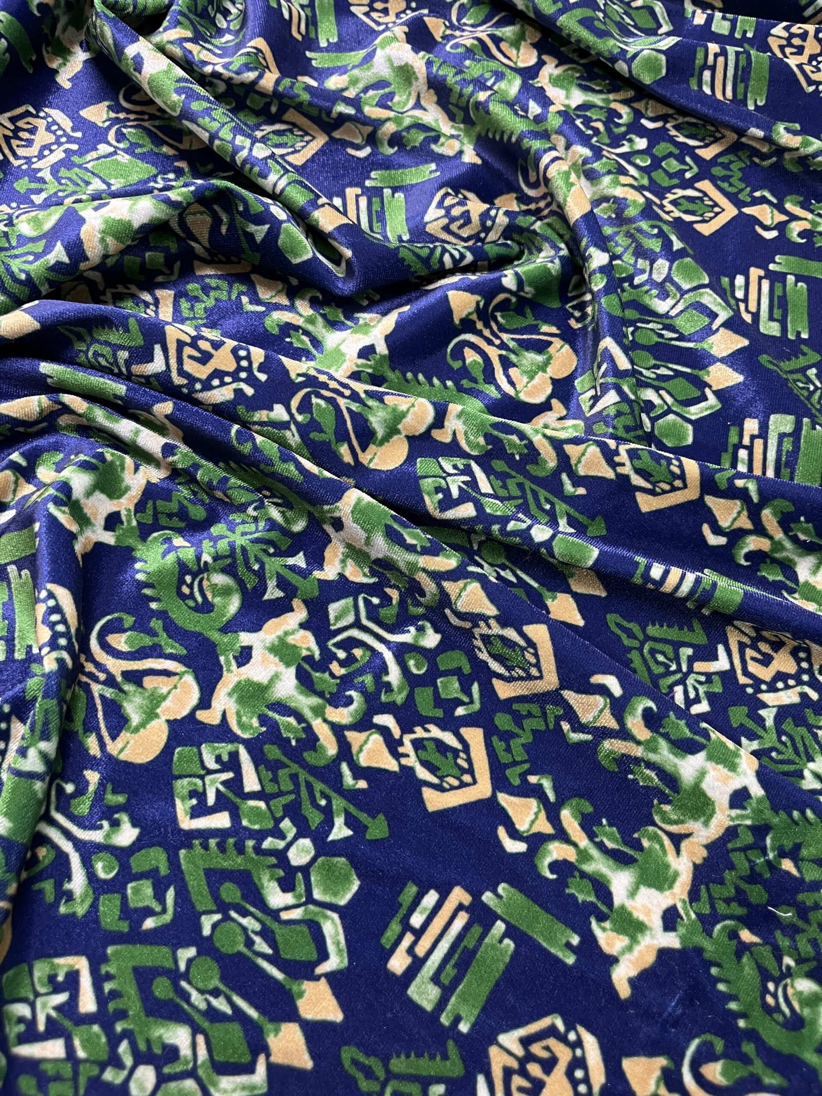 Βελούδο Σιφόν Ελαστικό - Μπλέ με λαχούρια