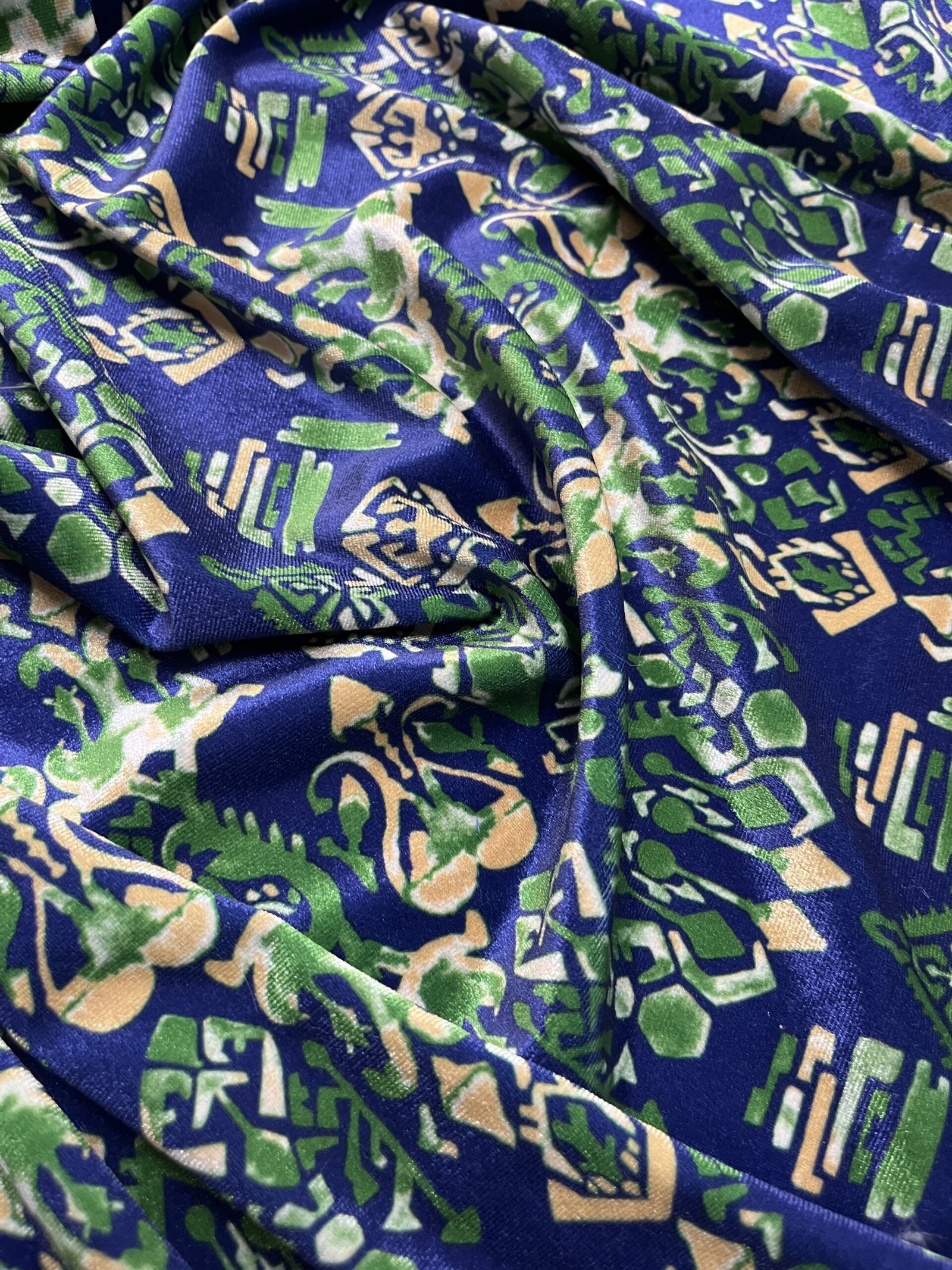 Βελούδο Σιφόν Ελαστικό - Μπλέ με λαχούρια - Image 2