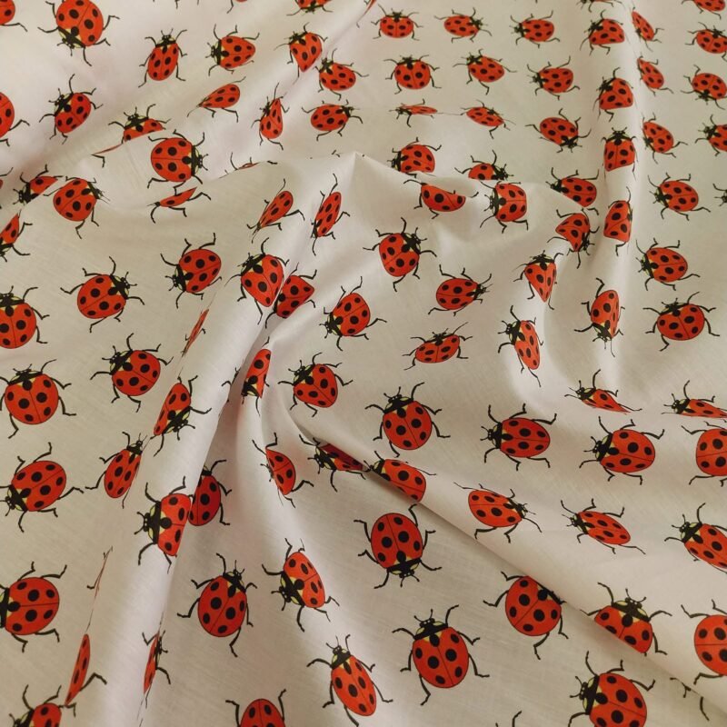 Ποπλίνα - 100% Βαμβάκι - Κόκκινες Πασχαλίτσες - Παιδικό