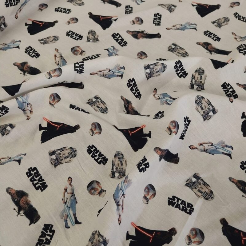 Ποπλίνα - 100% Βαμβάκι - Εξωγήινοι Πολεμιστές - Λευκή βάση