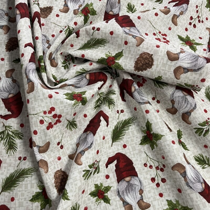 Λεπτό καραβόπανο – Χριστουγεννιάτικα Ξωτικά & Κλαδιά - Κρεμ βάση