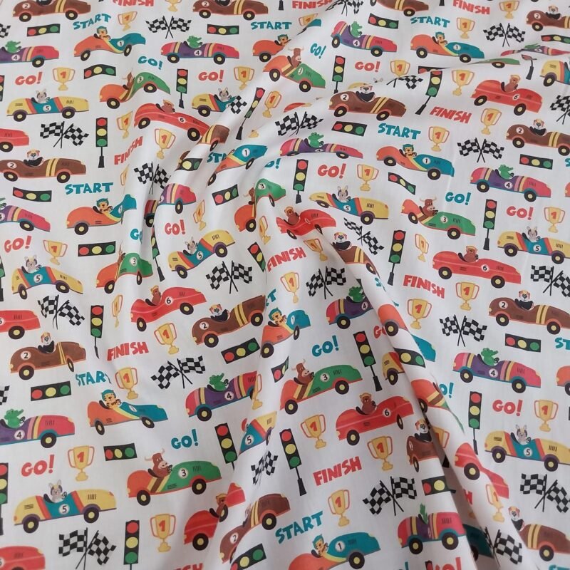 Ποπλίνα - 100% Βαμβάκι - Αρκουδάκια σε Αγώνες Ταχύτητας - Παιδικό