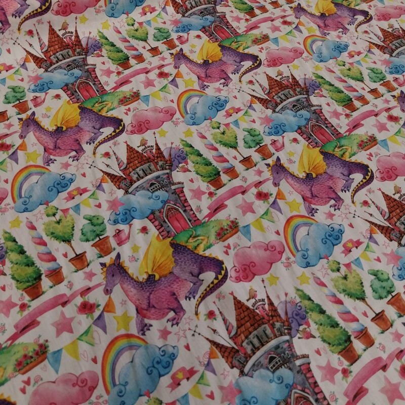 Ποπλίνα - 100% Βαμβάκι - Dragon Castle - Παιδικό