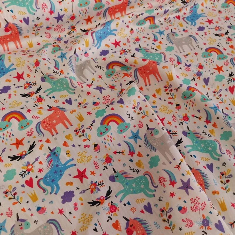 Ποπλίνα - 100% Βαμβάκι - Μονόκεροι & Αστέρια