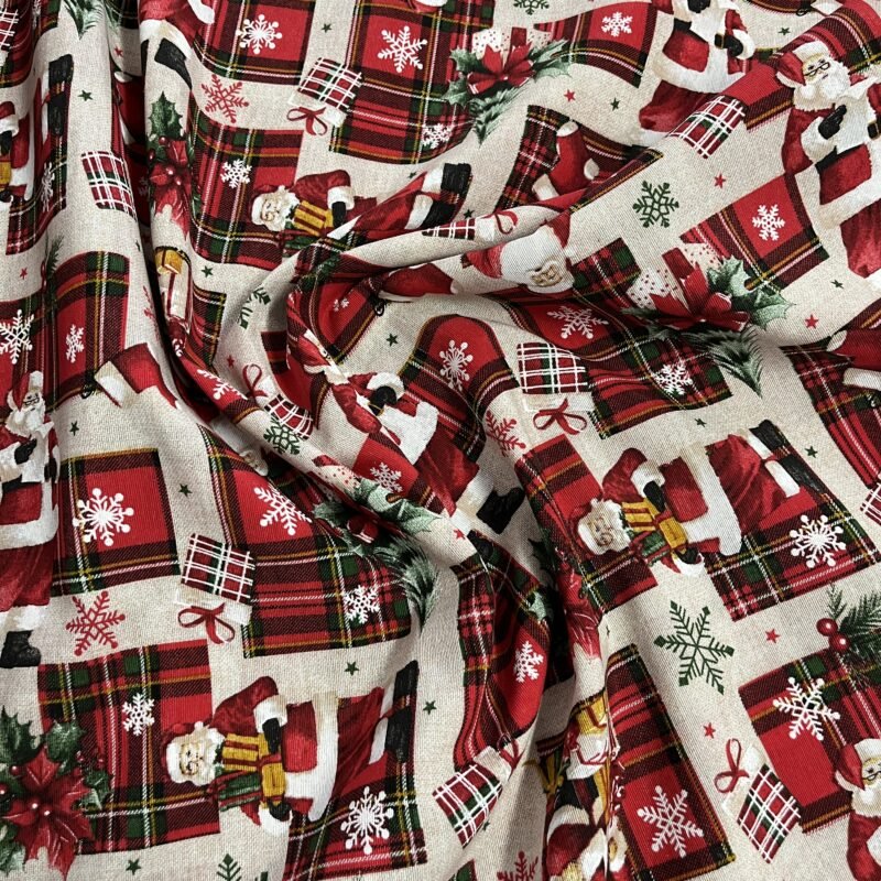 Λεπτό καραβόπανο – Άγιος Βασίλης & Κόκκινο Χριστουγεννιάτικο Καρό