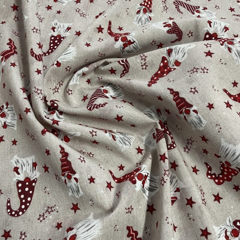 Λεπτό καραβόπανο – Χριστουγεννιάτικα Ξωτικά με Σκούφους Μπεζ βάση