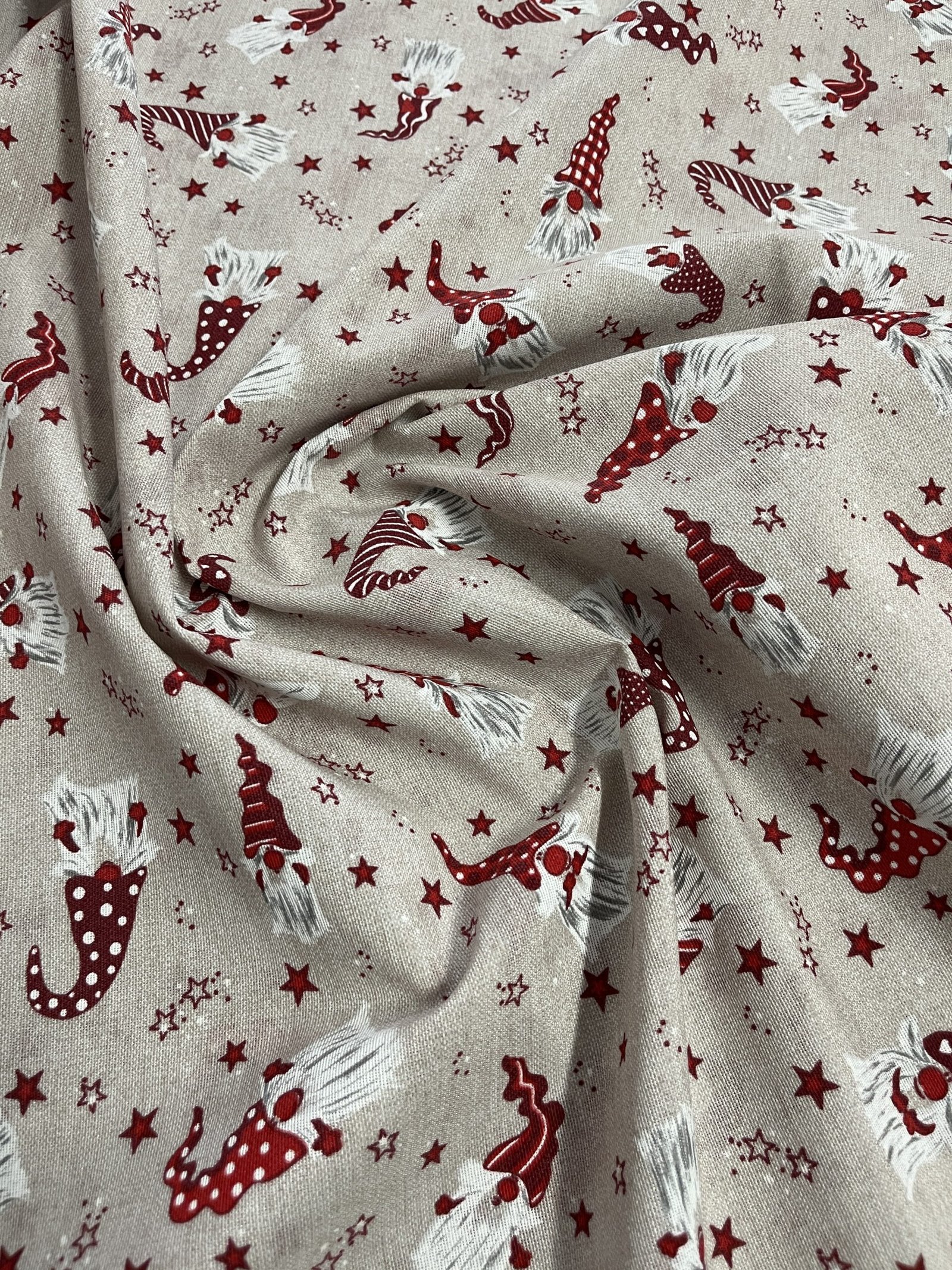 Λεπτό καραβόπανο – Χριστουγεννιάτικα Ξωτικά με Σκούφους Μπεζ βάση