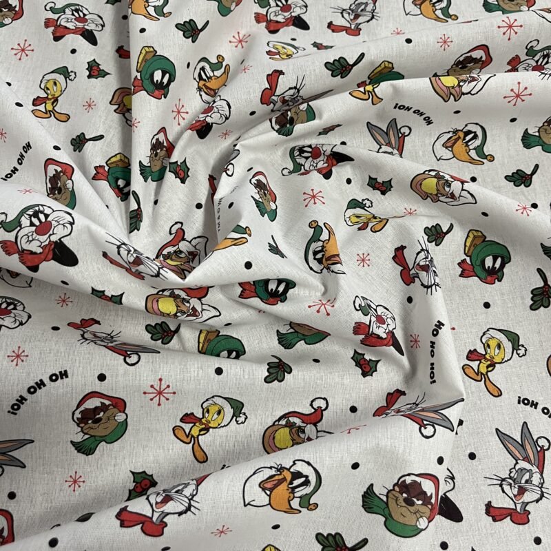 Ποπλίνα - 100% Βαμβάκι - Χριστουγεννιάτικα καρτούν - Λευκή βάση